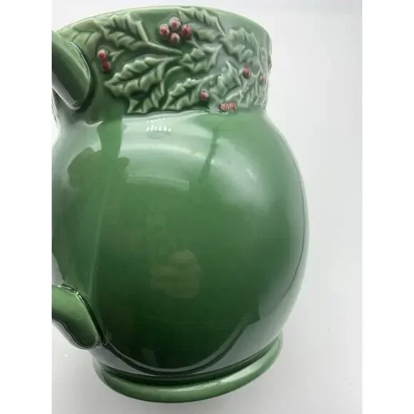 Vintage Ceramic Holiday HollyBerry Pitcher by Garden Ridge, 2005 Original Tag 8" - Picture 9 of 10